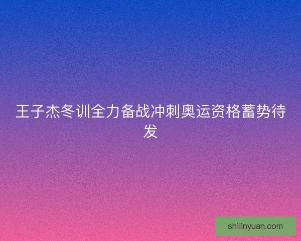 王子杰冬训全力备战冲刺奥运资格蓄势待发