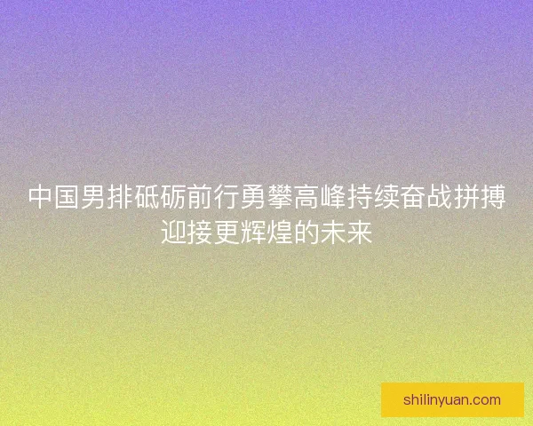 中国男排砥砺前行勇攀高峰持续奋战拼搏迎接更辉煌的未来
