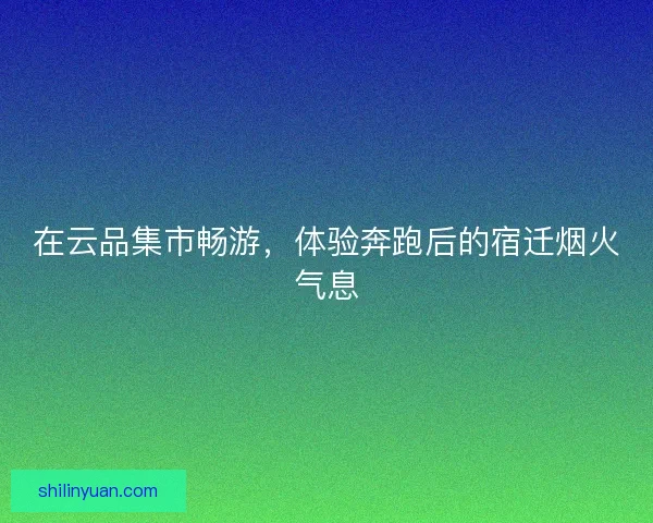 在云品集市畅游，体验奔跑后的宿迁烟火气息