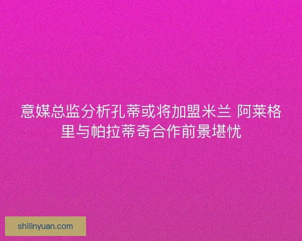 意媒总监分析孔蒂或将加盟米兰 阿莱格里与帕拉蒂奇合作前景堪忧 意媒总监分析孔蒂或将加盟米兰 阿莱格里与帕拉蒂奇合作前景堪忧