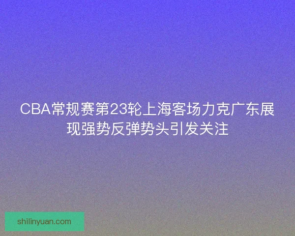 CBA常规赛第23轮上海客场力克广东展现强势反弹势头引发关注