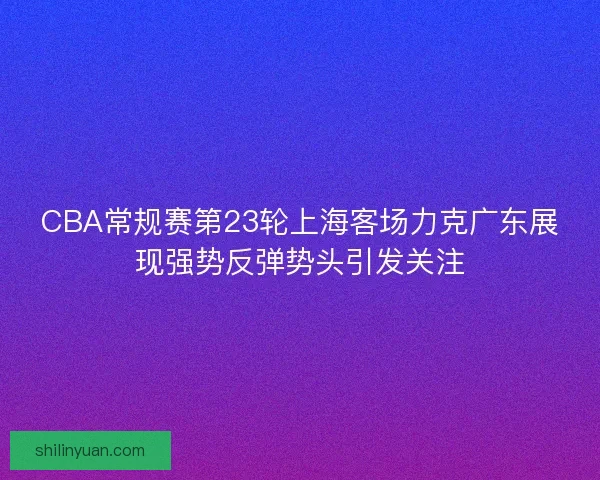 CBA常规赛第23轮上海客场力克广东展现强势反弹势头引发关注