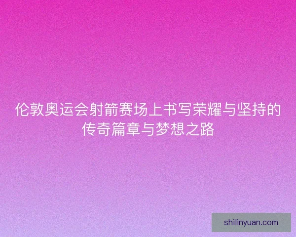 伦敦奥运会射箭赛场上书写荣耀与坚持的传奇篇章与梦想之路