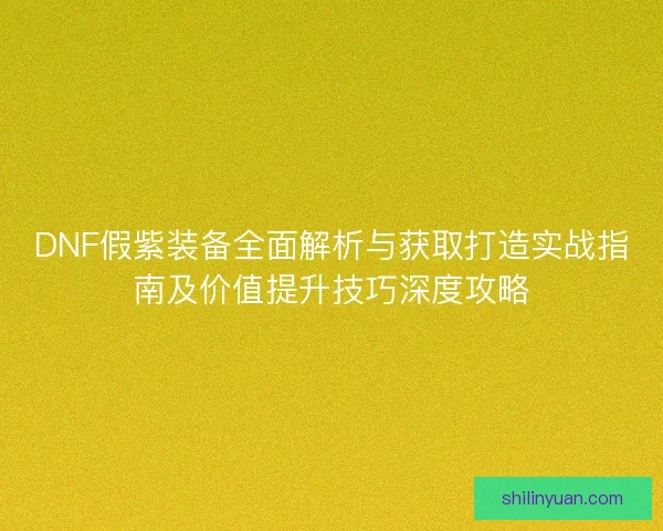 DNF假紫装备全面解析与获取打造实战指南及价值提升技巧深度攻略